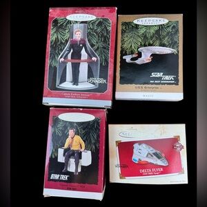 Four vintage Hallmark Star Trek Christmas Ornaments